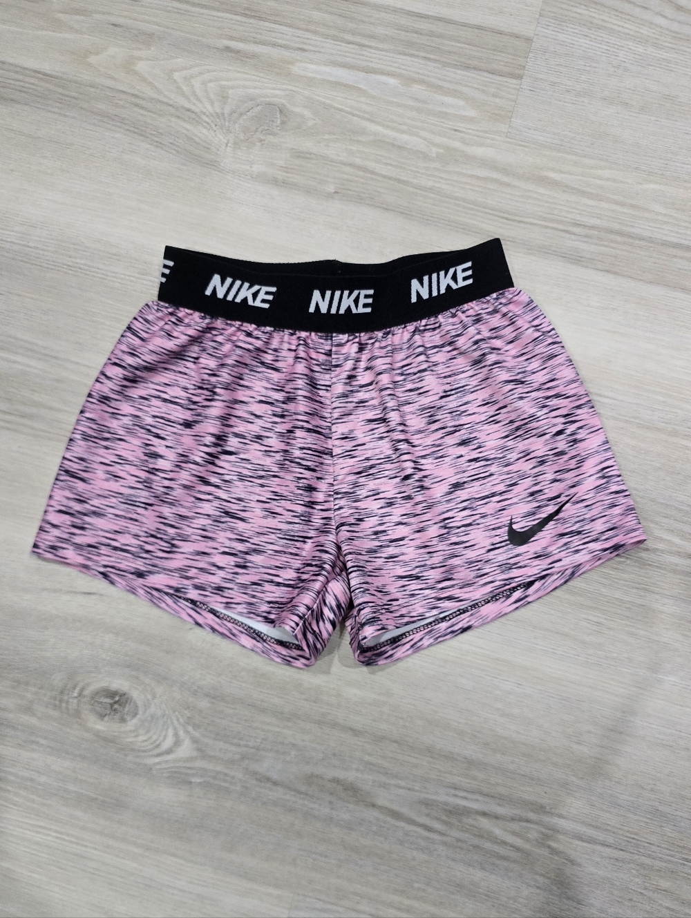 Nike Girls Pink Space-Dye Athletic Shorts with Black Waistband Size 6